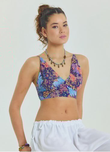 Lace Up Backless Adjustable Blue Ethnic Blouse 4651